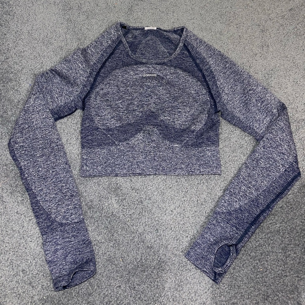 Gymshark Women’s Long Sleeve Seamless Crop Top - Heather Navy